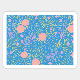 Tranquil Blue Floral Pattern Magnet